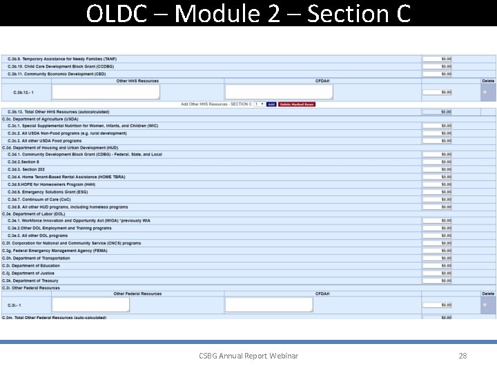OLDC – Module 2 – Section C CSBG Annual Report Webinar 28 