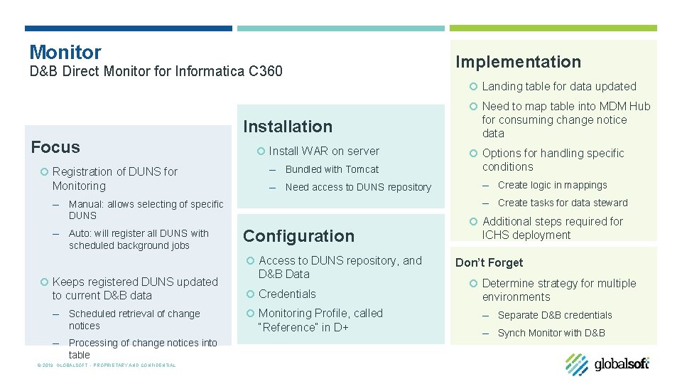 Monitor D&B Direct Monitor for Informatica C 360 Implementation Landing table for data updated