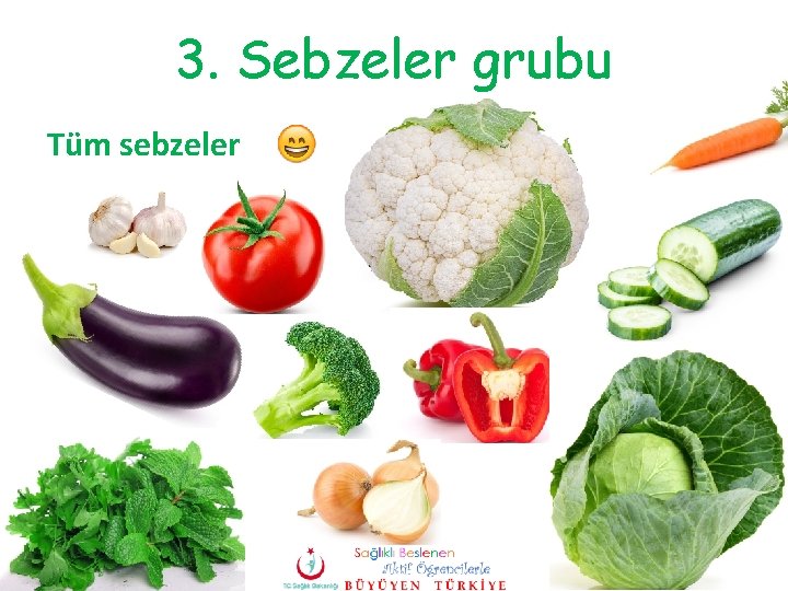 3. Sebzeler grubu Tüm sebzeler 