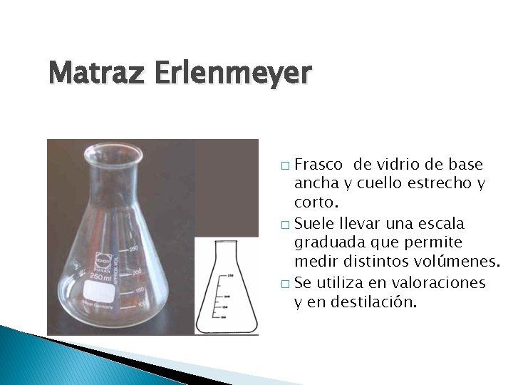 Matraz Erlenmeyer Frasco de vidrio de base ancha y cuello estrecho y corto. �