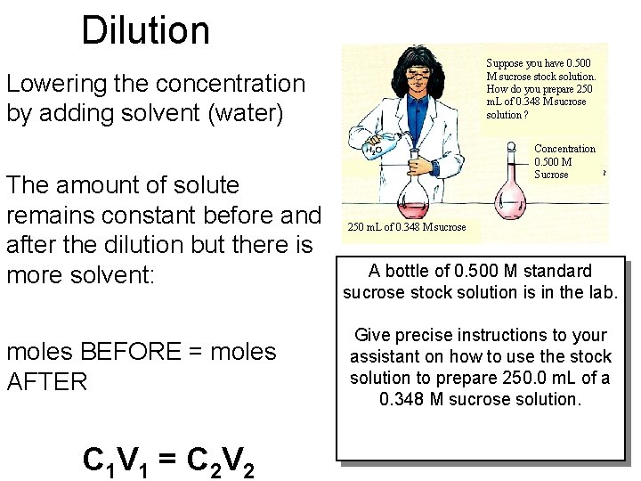 Dilution Suppose you have 0. 500 M sucrose stock solution. How do you prepare