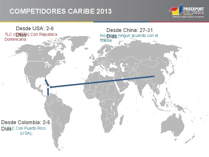 COMPETIDORES CARIBE 2013 Desde USA: 2 -6 TLC (CAFTA) Con Republica Dias Dominicana Desde