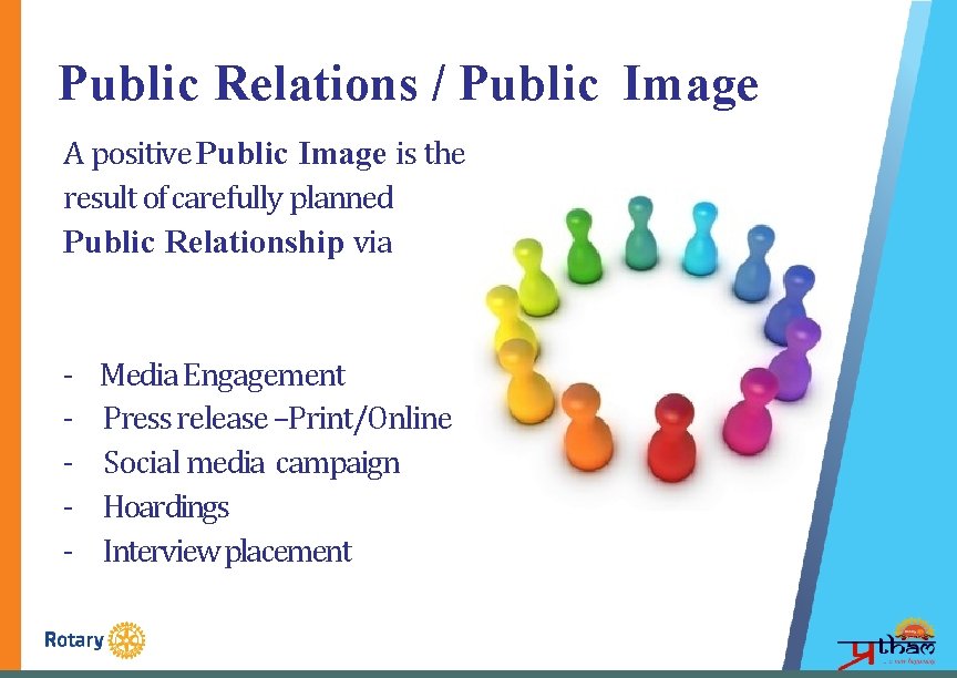 Public Relations / Public Image A positive Public Image is the result of carefully
