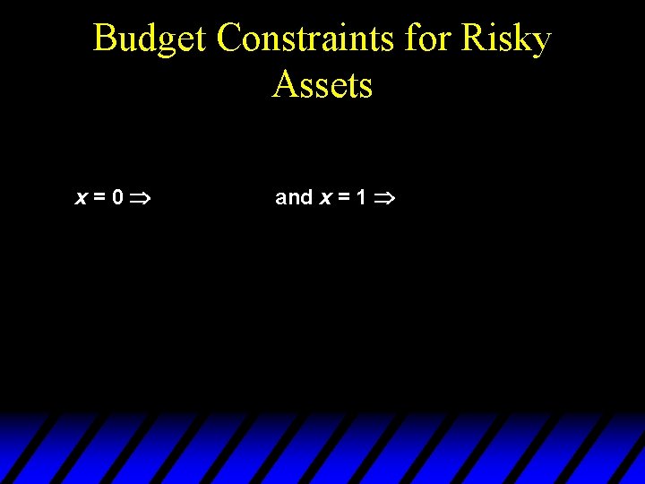 Budget Constraints for Risky Assets x=0 and x = 1 