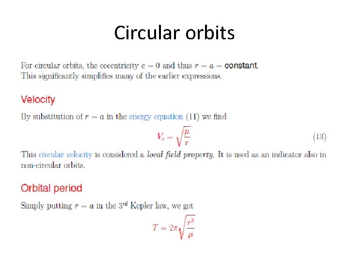 Circular orbits 