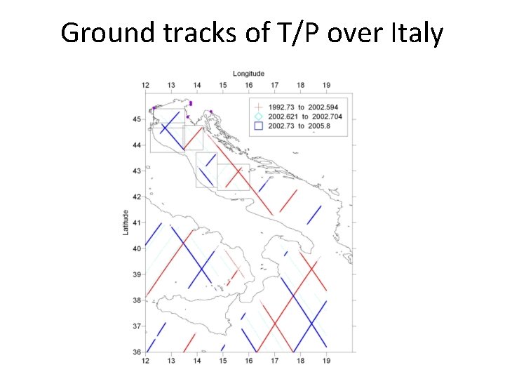 Ground tracks of T/P over Italy 
