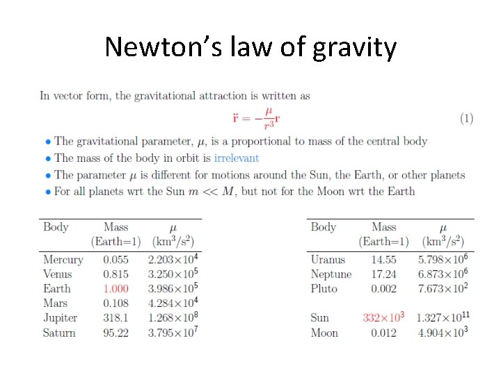 Newton’s law of gravity 