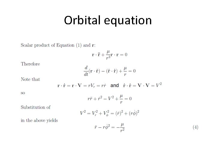 Orbital equation 