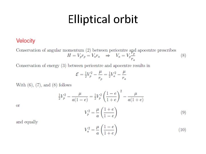 Elliptical orbit 