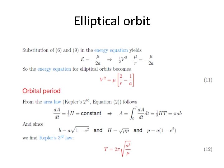 Elliptical orbit 