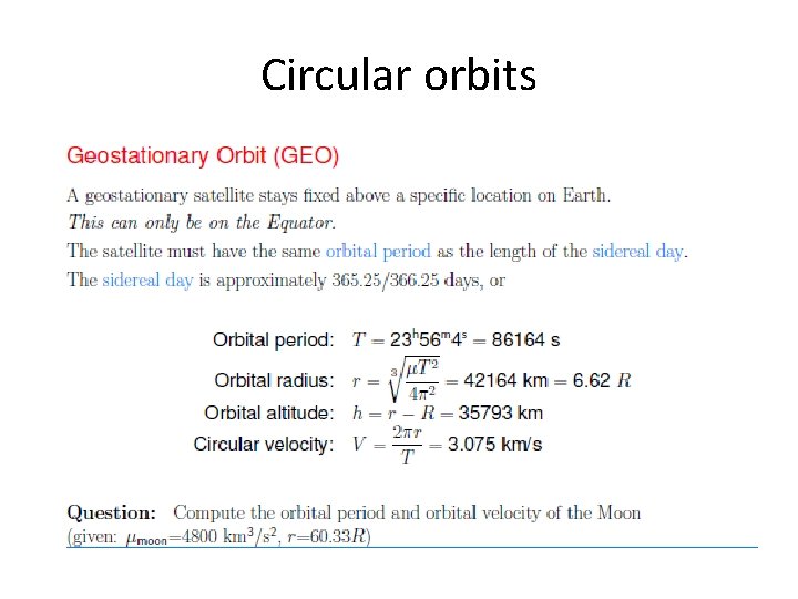 Circular orbits 