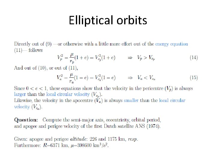 Elliptical orbits 