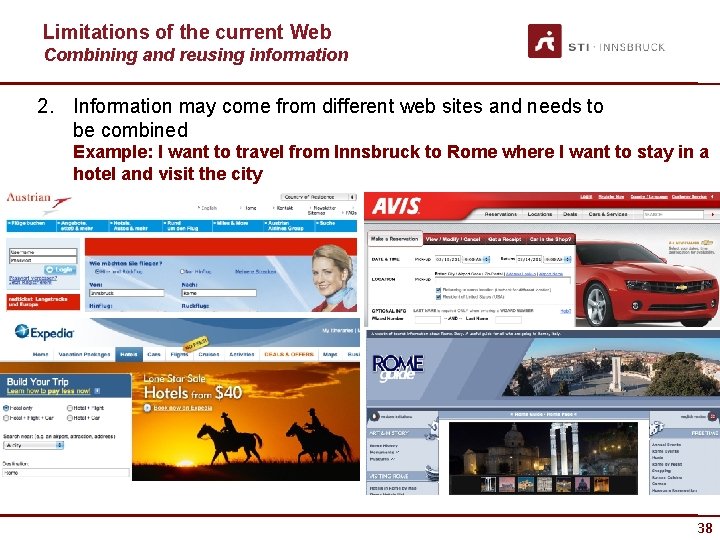 Limitations of the current Web Combining and reusing information 2. Information may come from