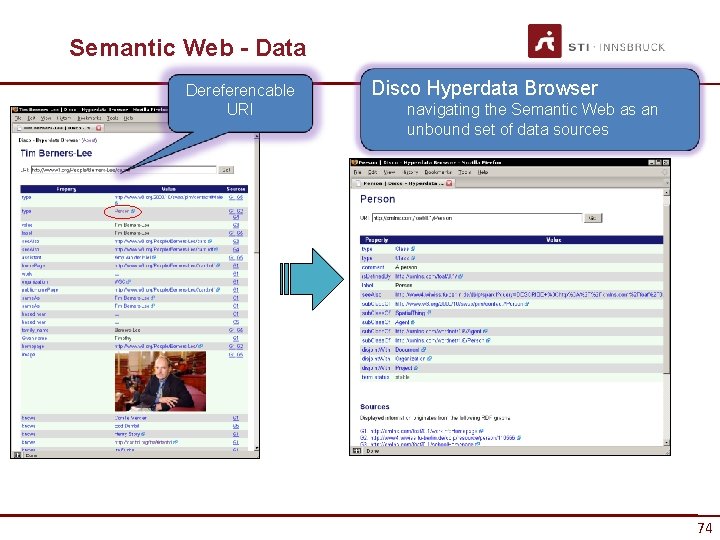 Semantic Web - Data Dereferencable URI Disco Hyperdata Browser navigating the Semantic Web as