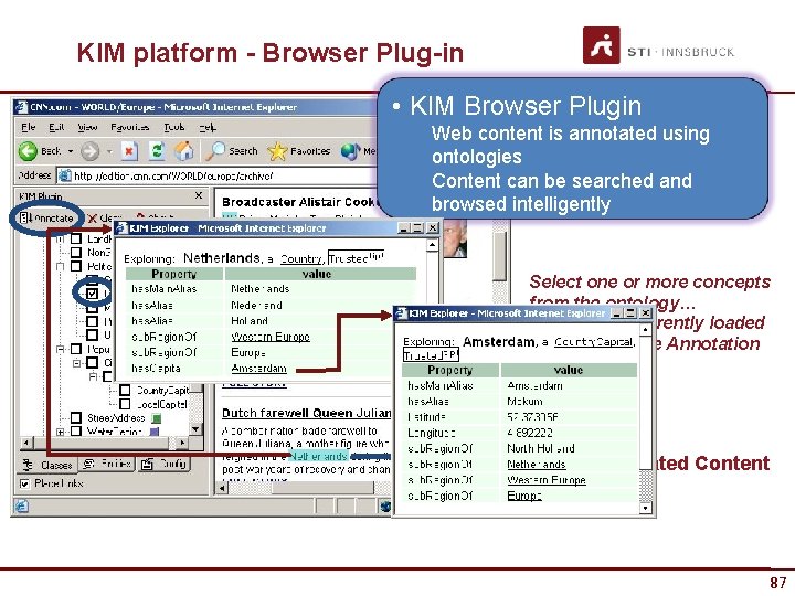 KIM platform - Browser Plug-in • KIM Browser Plugin Web content is annotated using