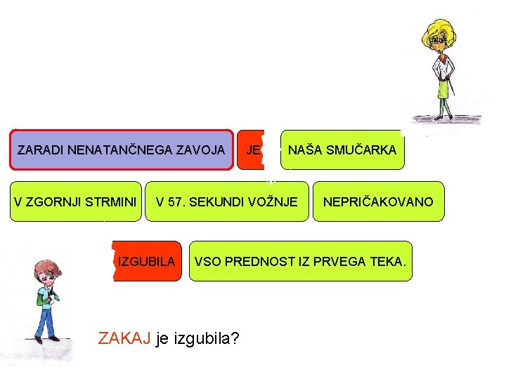 ZARADI NENATANČNEGA ZAVOJA V ZGORNJI STRMINI JE NAŠA SMUČARKA V 57. SEKUNDI VOŽNJE IZGUBILA