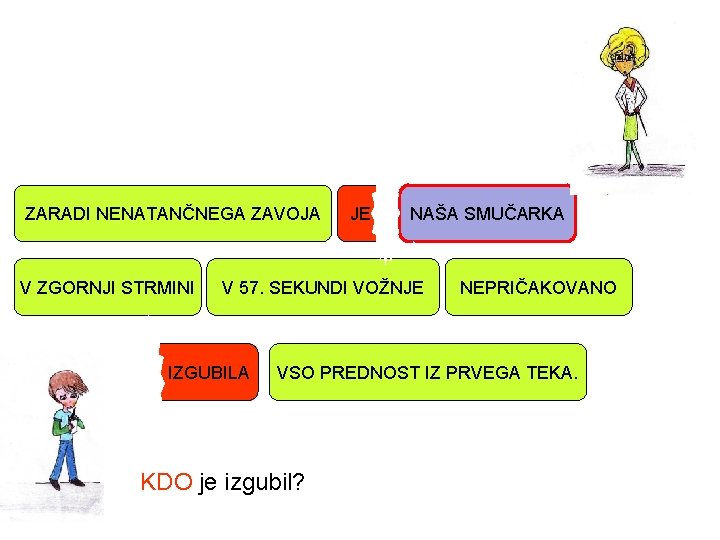 ZARADI NENATANČNEGA ZAVOJA V ZGORNJI STRMINI JE NAŠA SMUČARKA V 57. SEKUNDI VOŽNJE IZGUBILA