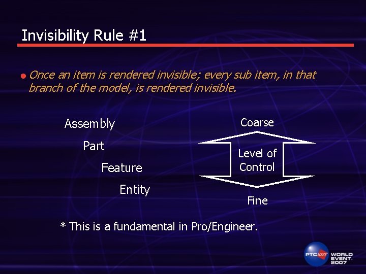 Invisibility Rule #1 l Once an item is rendered invisible; every sub item, in