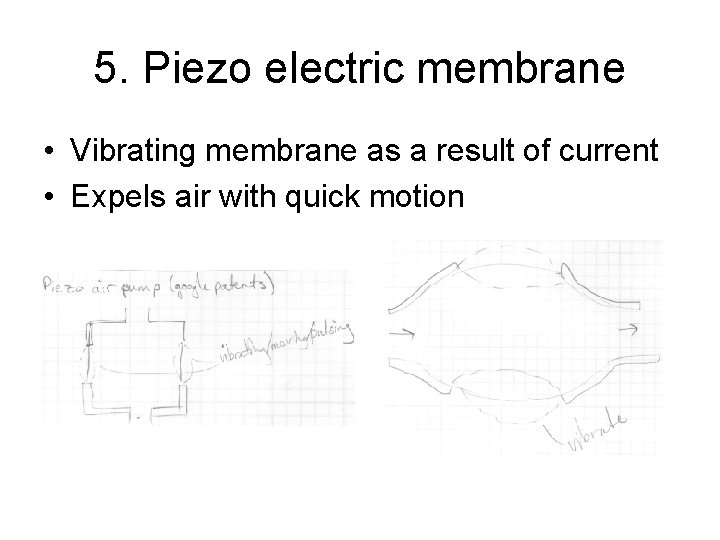 5. Piezo electric membrane • Vibrating membrane as a result of current • Expels