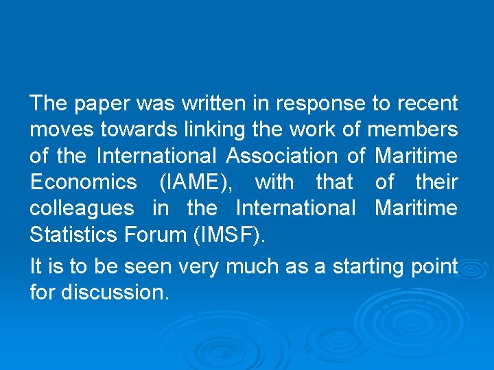 The paper was written in response to recent moves towards linking the work of