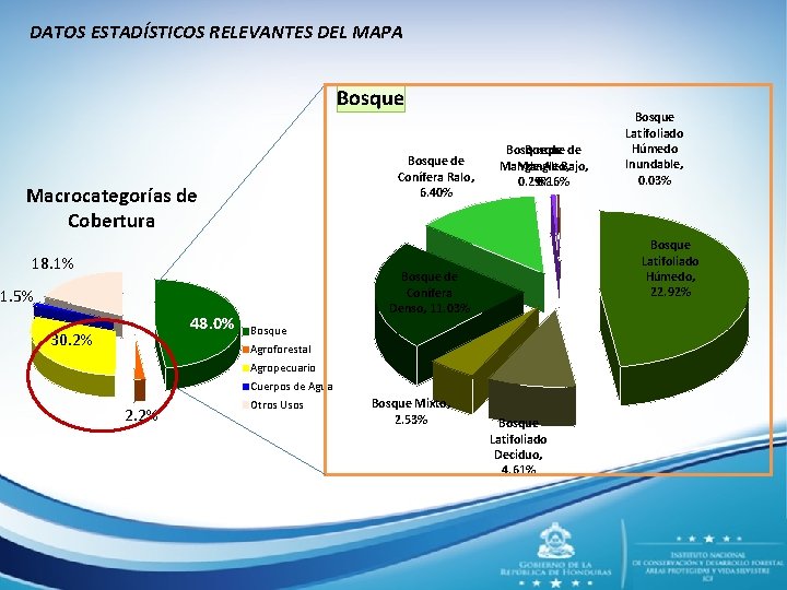 DATOS ESTADÍSTICOS RELEVANTES DEL MAPA Bosque de Conífera Ralo, 6. 40% Macrocategorías de Cobertura