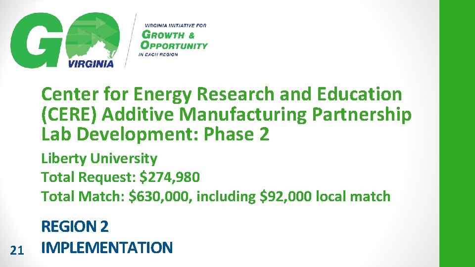 Center for Energy Research and Education (CERE) Additive Manufacturing Partnership Lab Development: Phase 2