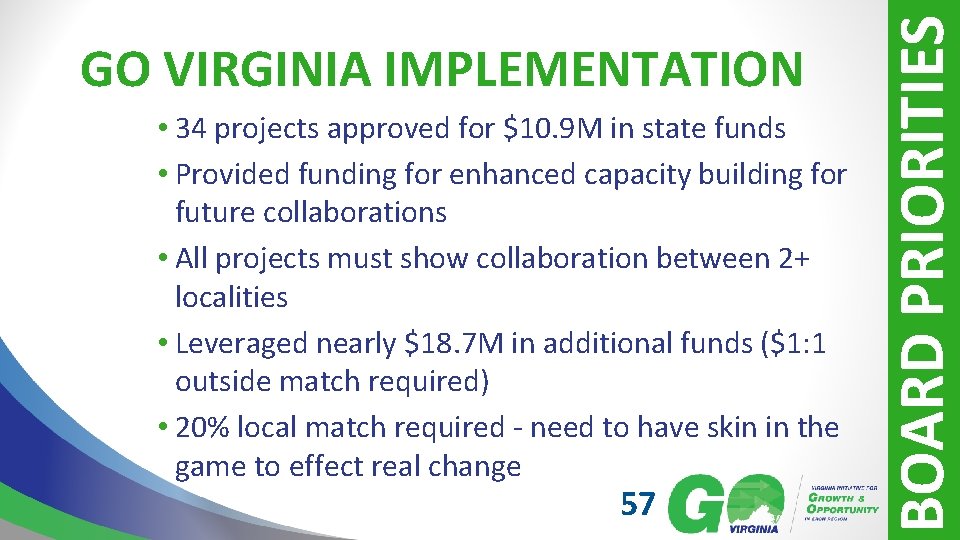  • 34 projects approved for $10. 9 M in state funds • Provided