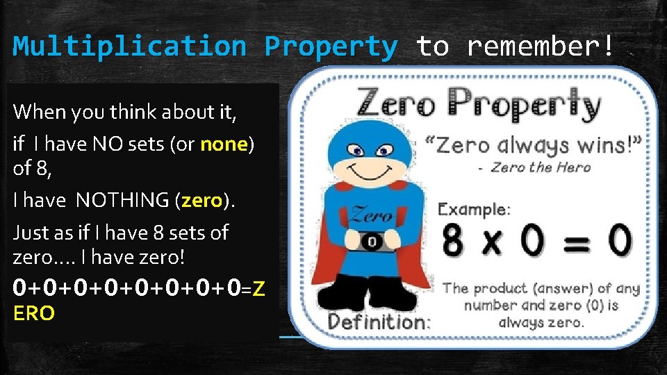 Multiplication Property to remember! When you think about it, if I have NO sets