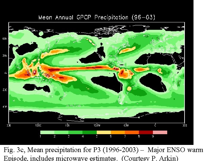 Fig. 3 c, Mean precipitation for P 3 (1996 -2003) – Major ENSO warm