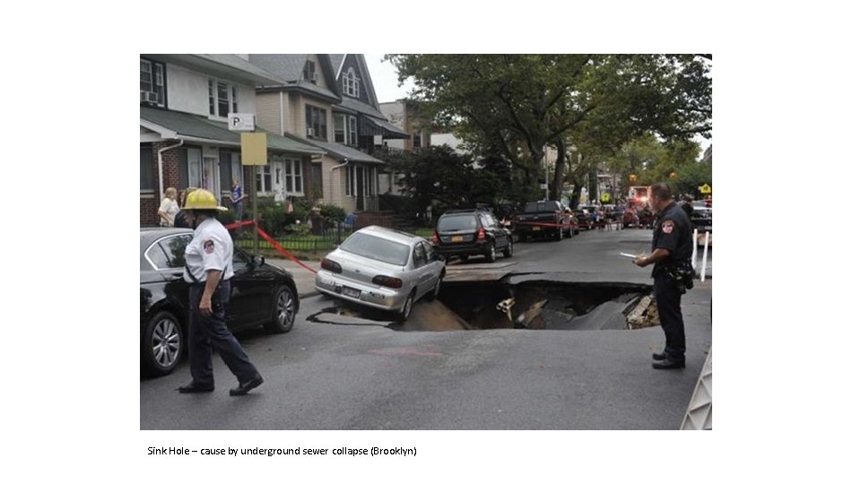 Sink Hole – cause by underground sewer collapse (Brooklyn) 
