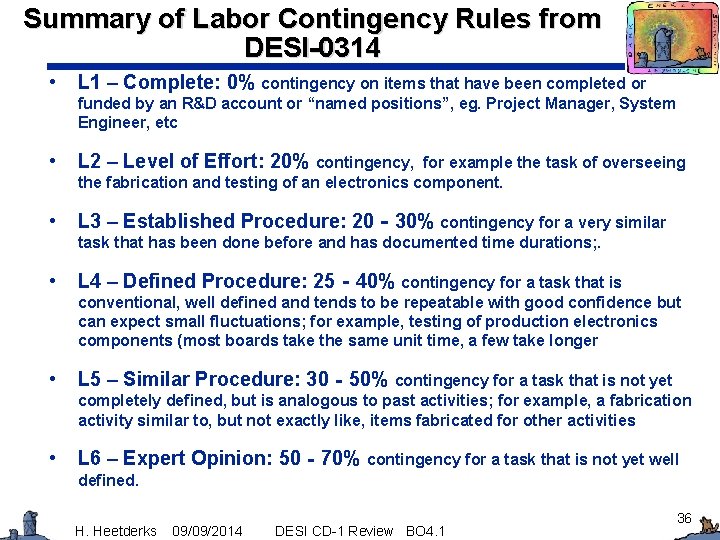 Summary of Labor Contingency Rules from DESI-0314 • L 1 – Complete: 0% contingency