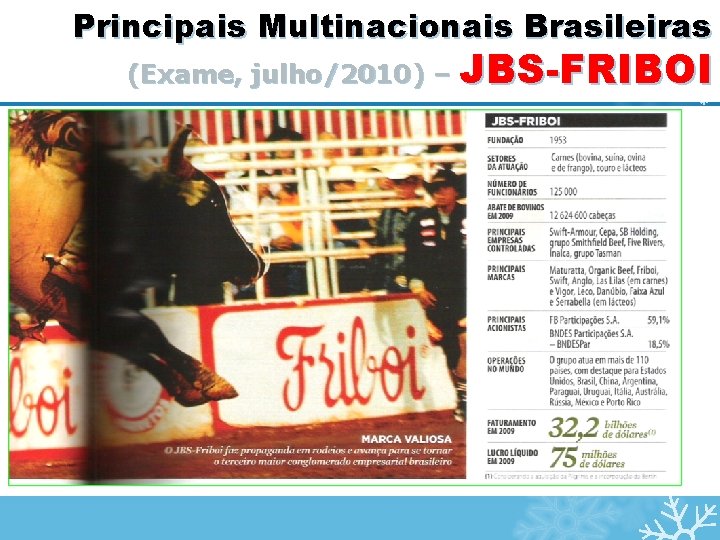 Principais Multinacionais Brasileiras JBS-FRIBOI (Exame, julho/2010) – . 