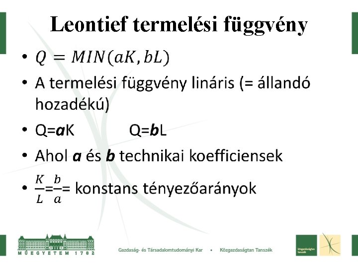 Leontief termelési függvény • 
