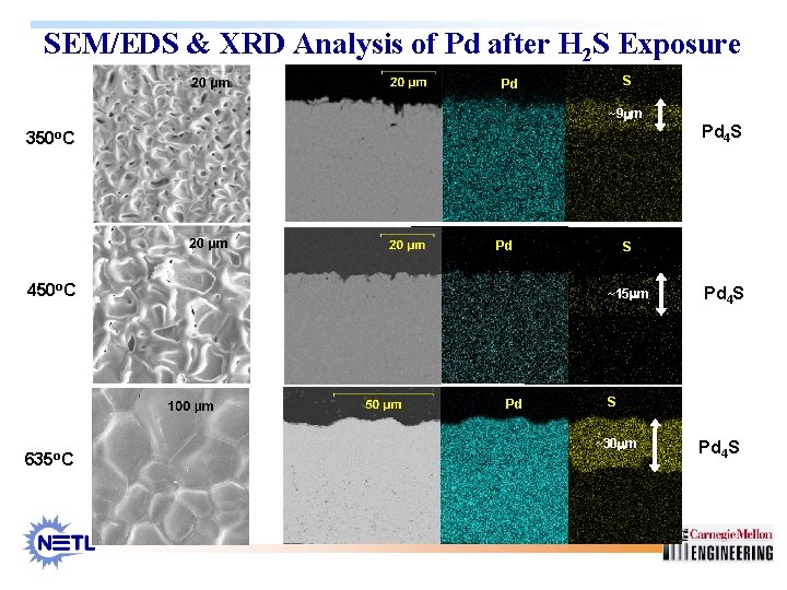 SEM/EDS & XRD Analysis of Pd after H 2 S Exposure S Pd ~9