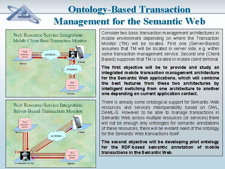 Ontology-Based Transaction Management for the Semantic Web Consider two basic transaction management architectures in