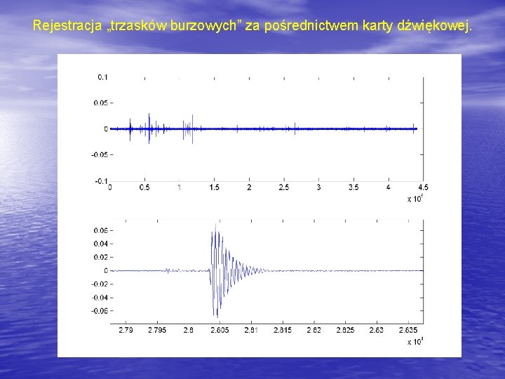 Rejestracja „trzasków burzowych” za pośrednictwem karty dźwiękowej. 