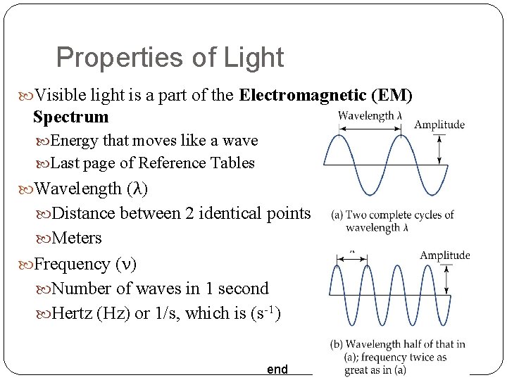 Properties of Light Visible light is a part of the Electromagnetic (EM) Spectrum Energy