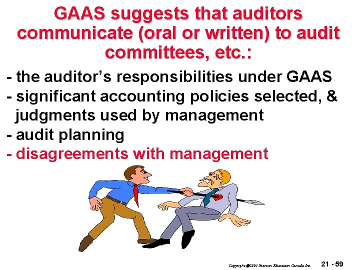 GAAS suggests that auditors communicate (oral or written) to audit committees, etc. : -