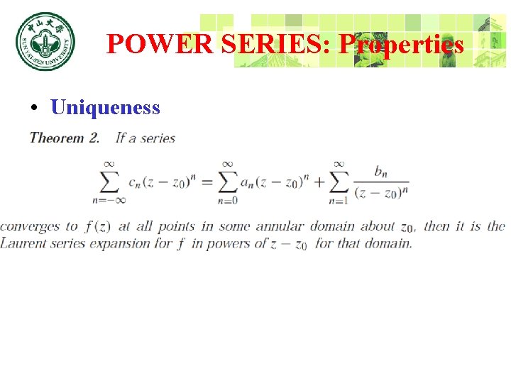 POWER SERIES: Properties • Uniqueness 