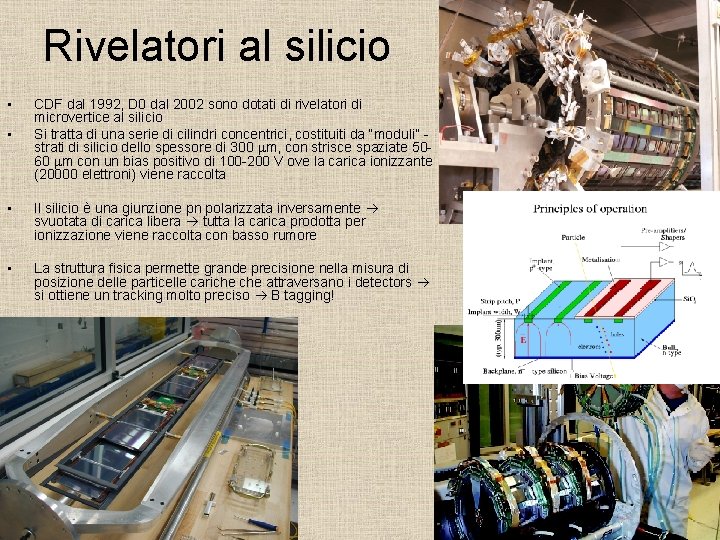 Rivelatori al silicio • • CDF dal 1992, D 0 dal 2002 sono dotati