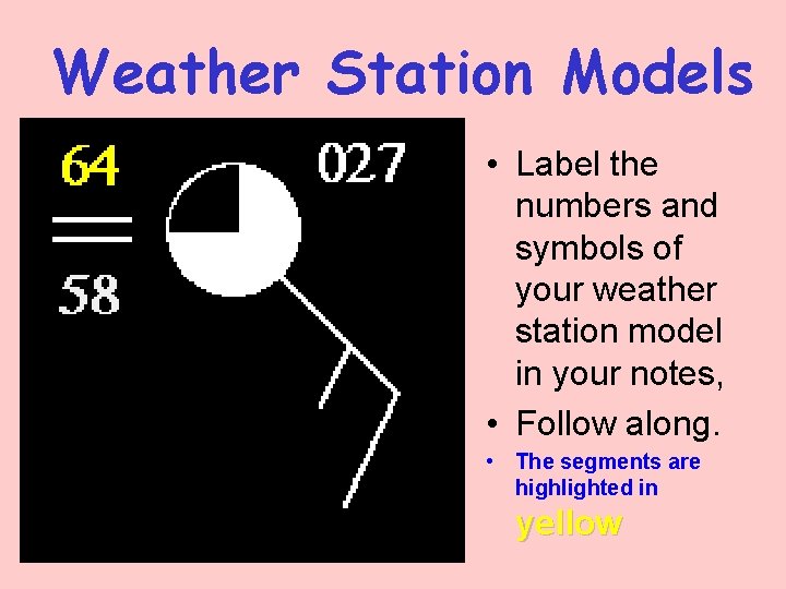 Weather Station Models • Label the numbers and symbols of your weather station model Weather Station Models • Label the numbers and symbols of your weather station model