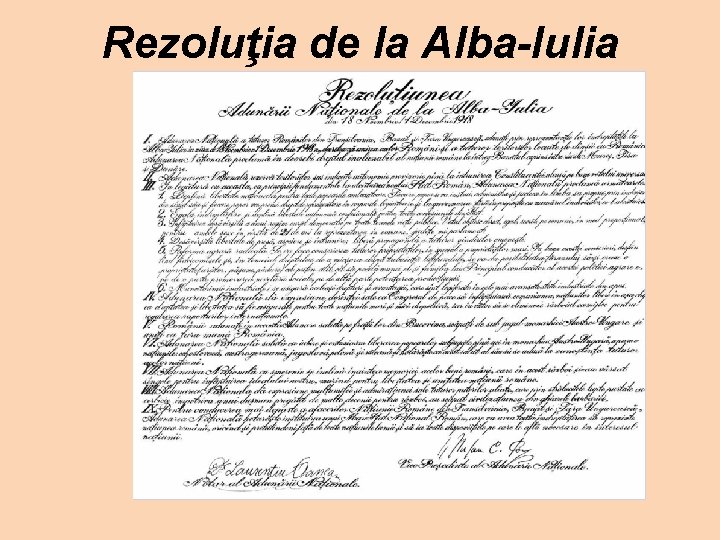 Rezoluţia de la Alba-Iulia Rezoluţia de la Alba-Iulia