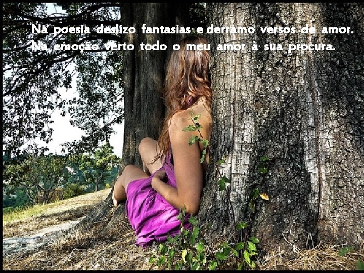 Na poesia deslizo fantasias e derramo versos de amor. Na emoção verto todo o