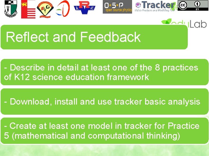 Reflect and Feedback - Describe in detail at least one of the 8 practices