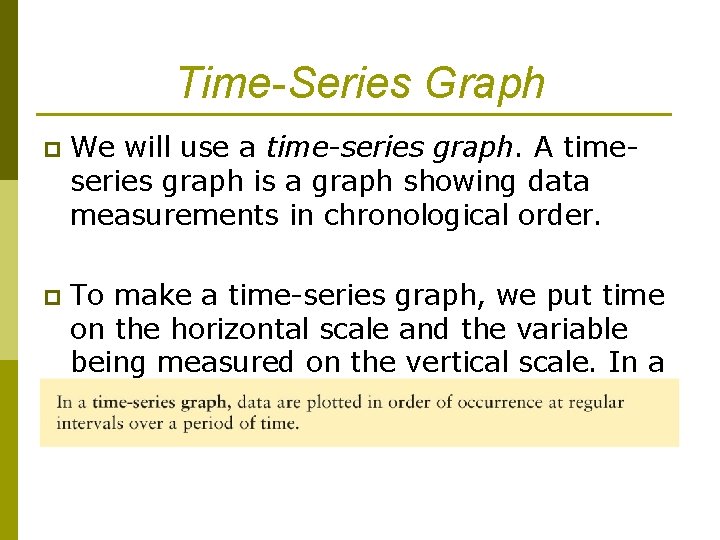 Time-Series Graph p We will use a time-series graph. A timeseries graph is a Time-Series Graph p We will use a time-series graph. A timeseries graph is a