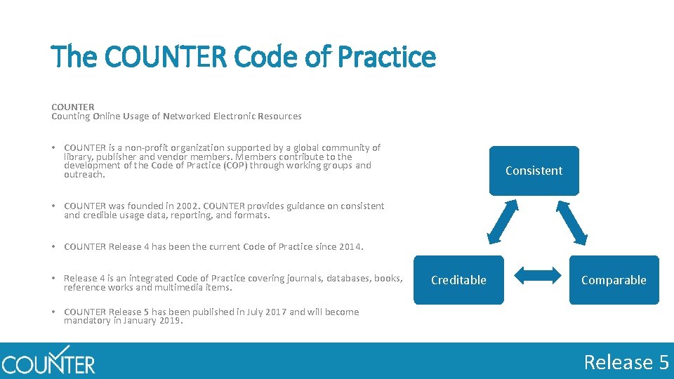 The COUNTER Code of Practice COUNTER Counting Online Usage of Networked Electronic Resources •