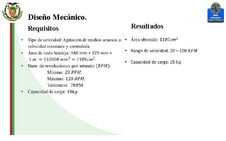 Diseño Mecánico. Resultados Requisitos 