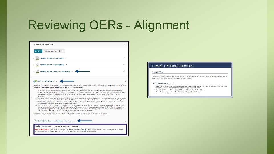 Reviewing OERs - Alignment 