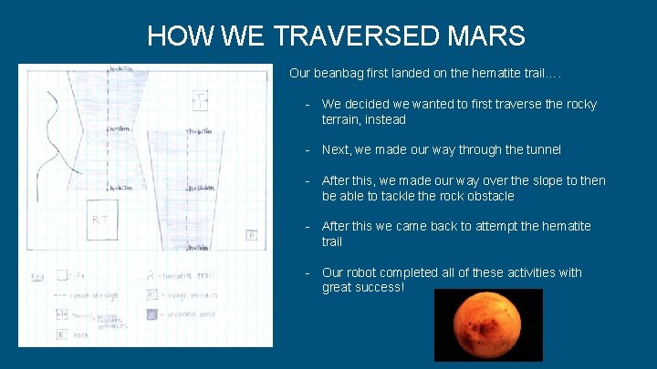 HOW WE TRAVERSED MARS Our beanbag first landed on the hematite trail…. - We