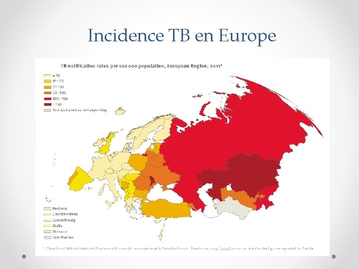 Incidence TB en Europe 